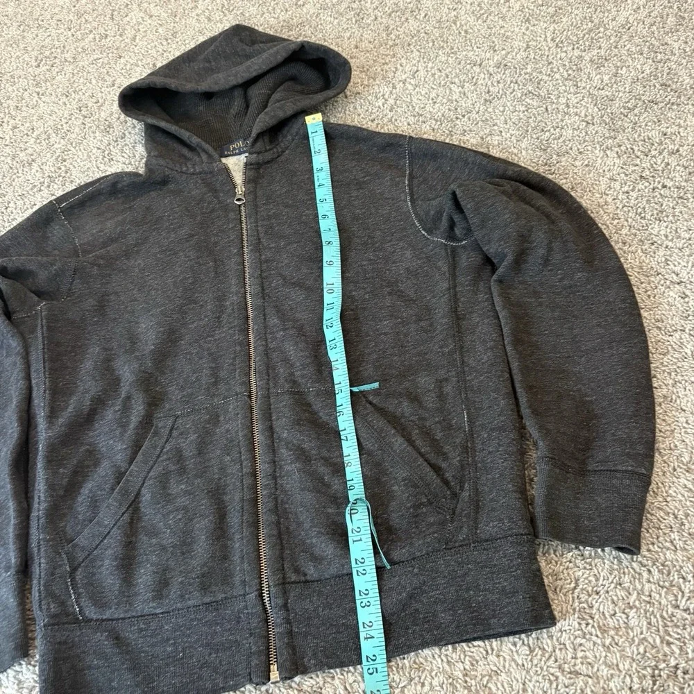Polo Ralph Lauren Hoodie Full Zip Waffle Hood Double Knit Terry Y2K Mens S Small